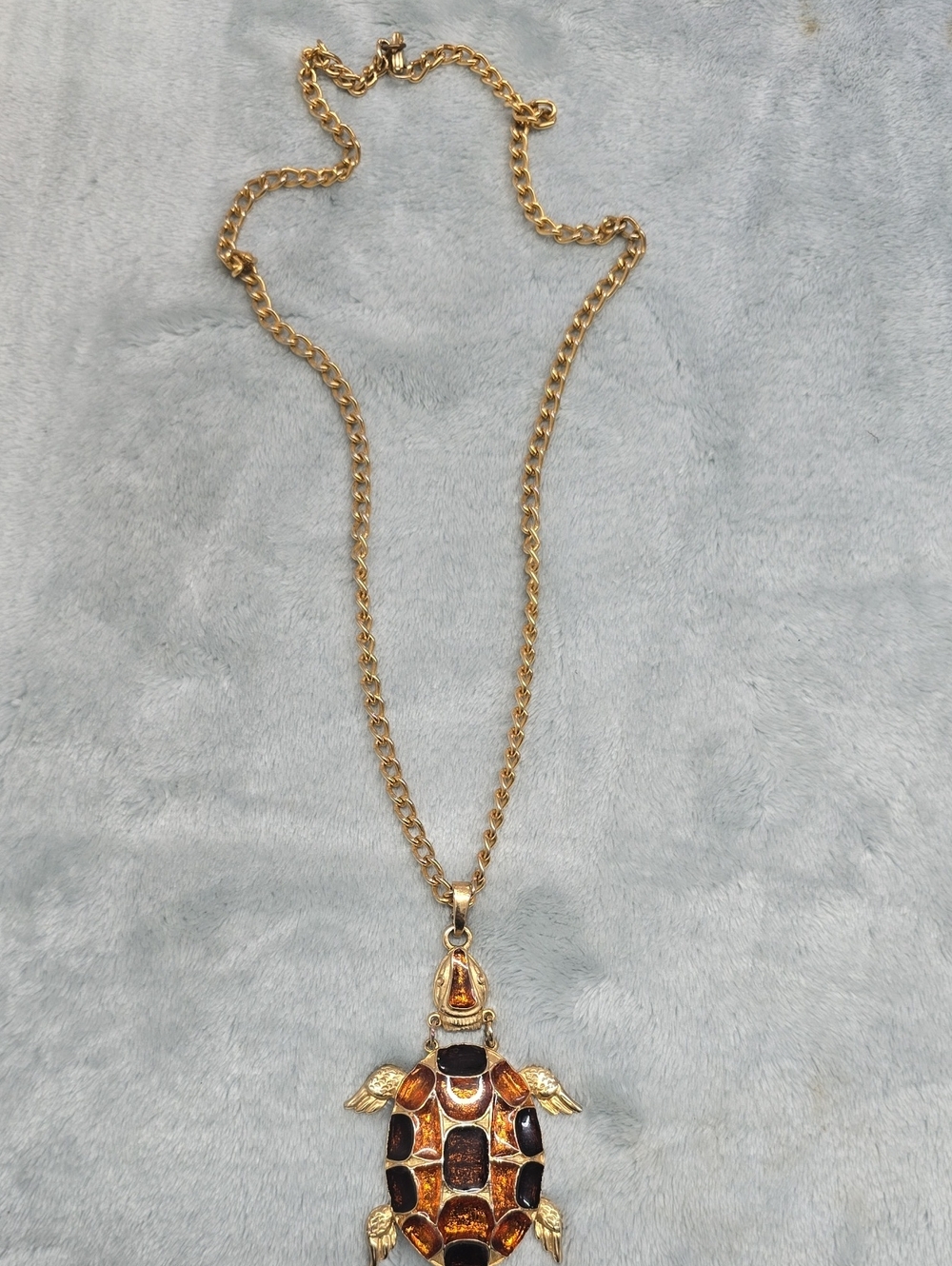 Gold-Tone Turtle Pendant Necklace - Amber Accent